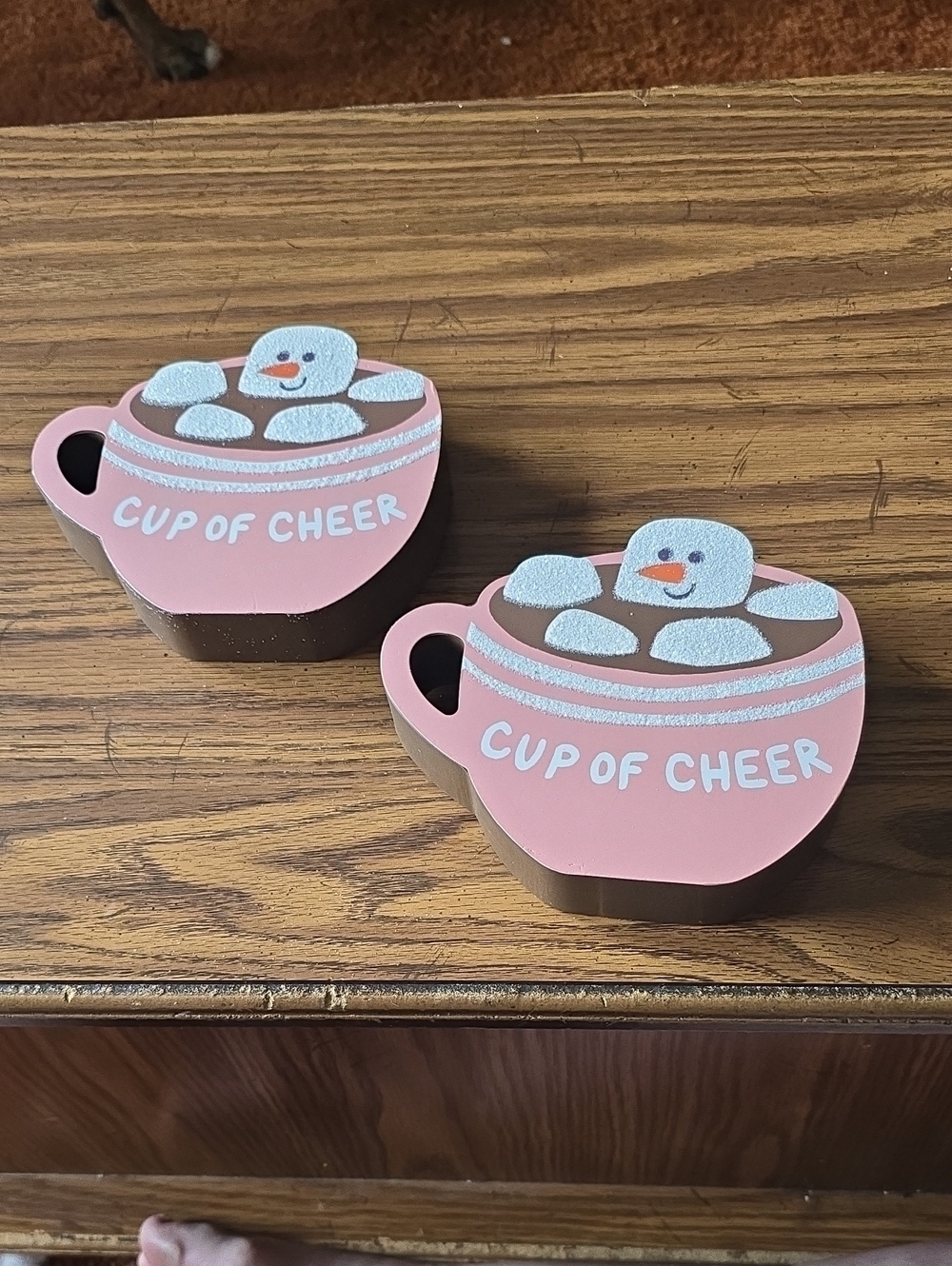 2. St. Nicholas Square Pink 'Cup of Cheer' Hot Cocoa Wood Sign